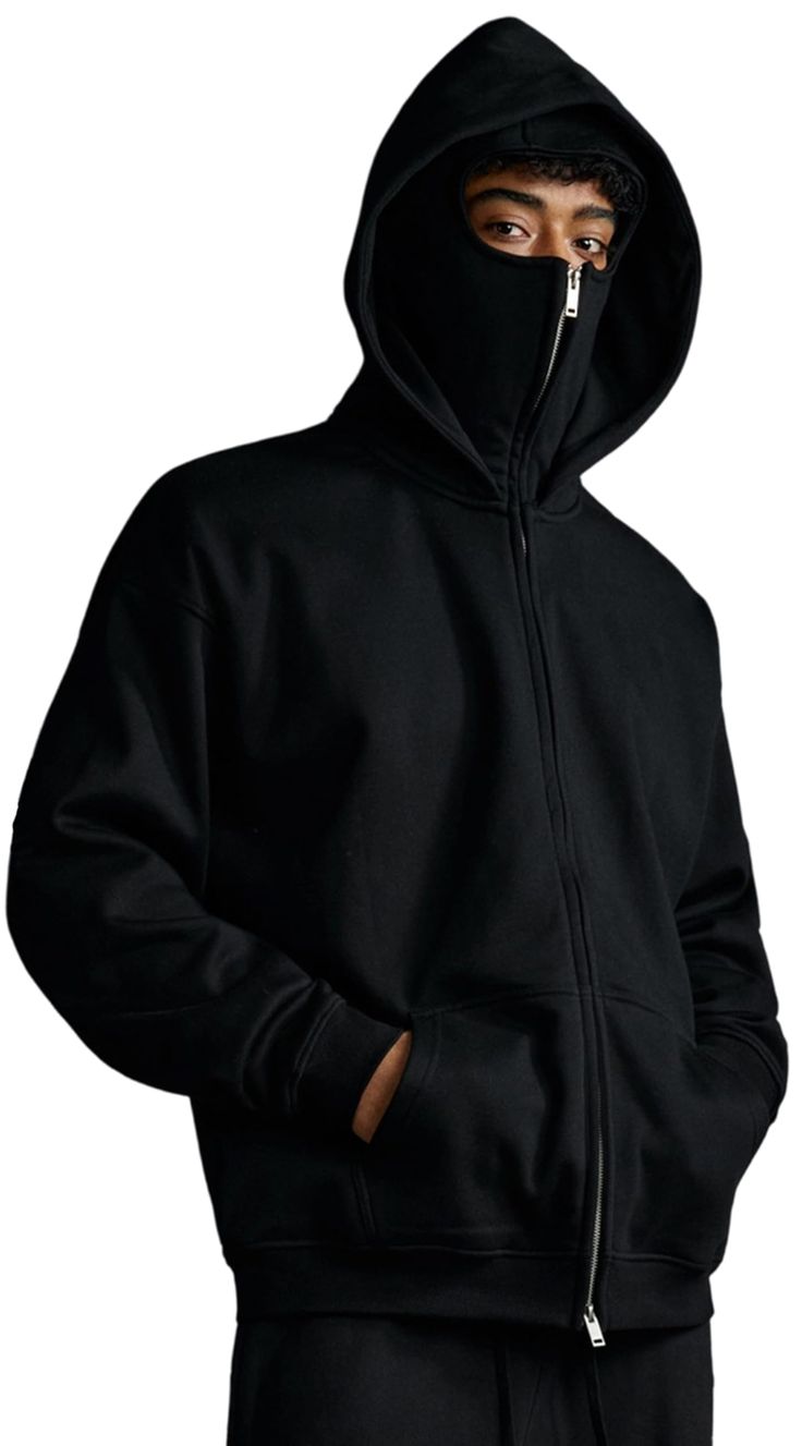 Men's Full Sleeves Zipper Hoodie with Mask